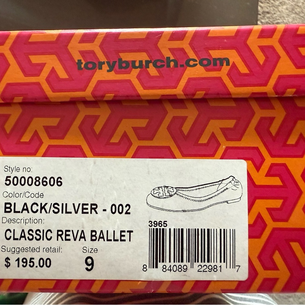Tory Burch Black and Silver Ballet Flats